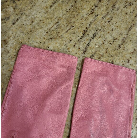 Vintage Womens Size S Pink Leather 8" Short Gloves Cabretta - Picture 5 of 16